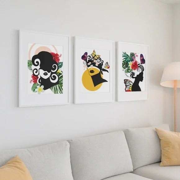 Modern Wall Art Print Butterfly Girl Unframed - Picture 9 of 12